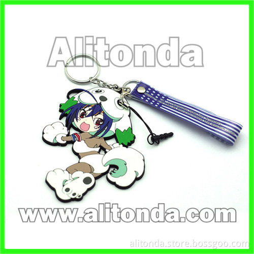 High quality promotional pvc 2d 3d cartoon figure animal key chains custom manufacturer